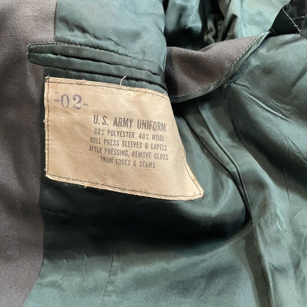 US Military Jacket Enlisted Uniform Coat Patches‎ Pins Wool Blend Vintage 35R - Picture 6 of 13
